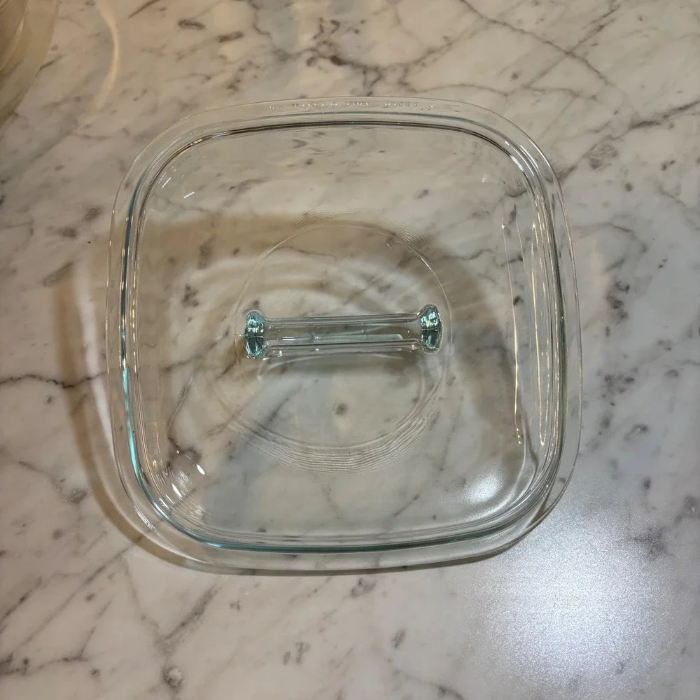 Vintage Pyrex 548-C ClearGlass Replacement Lid for 1.25 Qt Square Casserole Dish